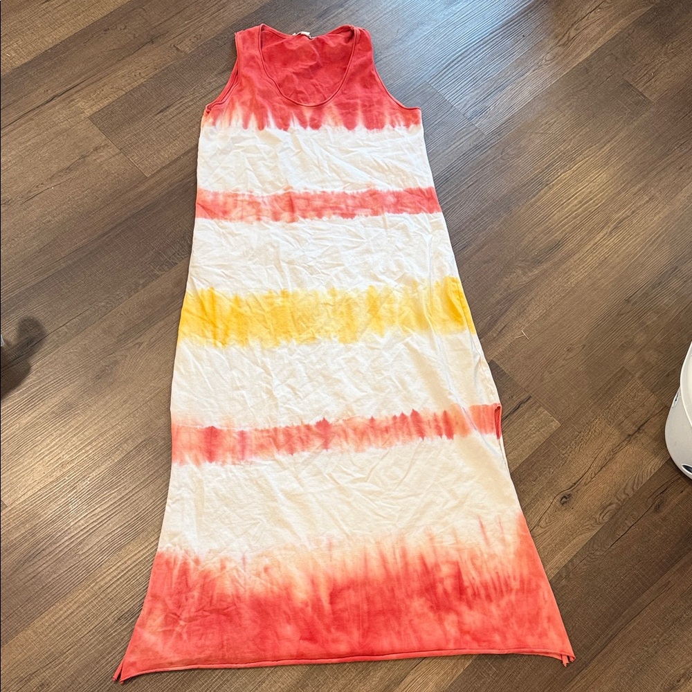 Mazik Red, Yellow & White Tie-Dye Maxi Dress